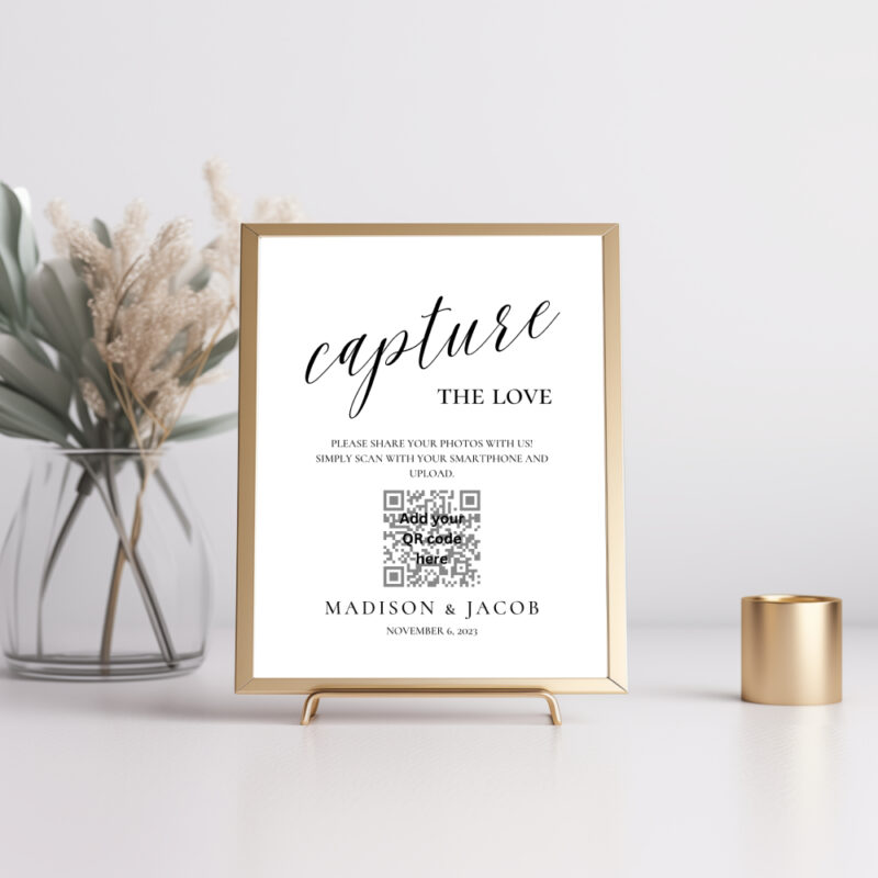 Editable Canva Capture the Love sign in Elegant Script wedding style