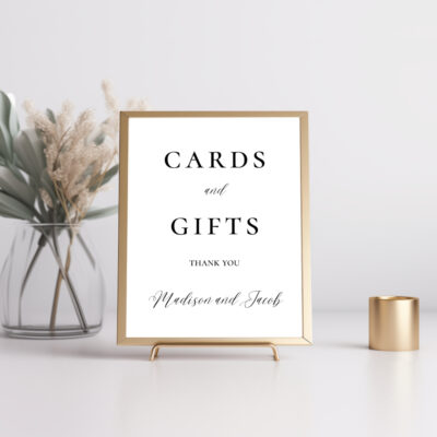 Editable Canva cards and gifts sign in Elegant Script wedding style