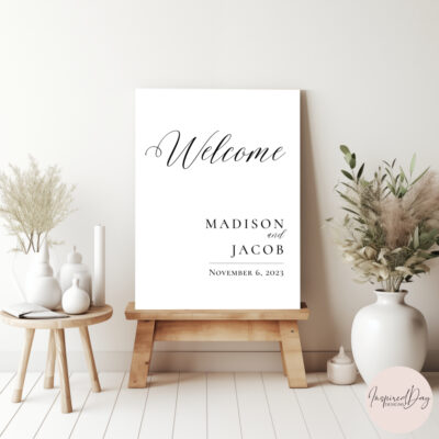 Editable Canva welcome sign in Elegant Script wedding style