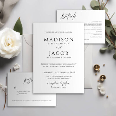 Editable Canva template canva in Modern Invitation wedding style