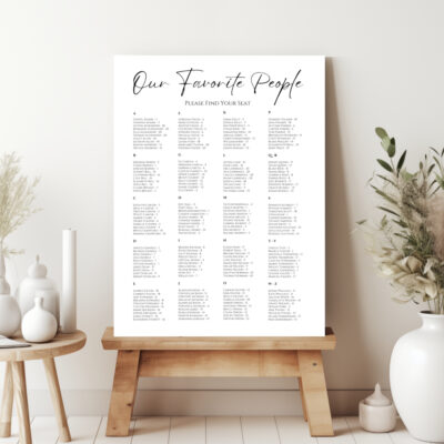 Editable Canva seating chart sign in Modern wedding style