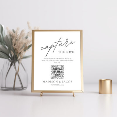 Editable Canva Capture the Love sign in Simple Script wedding style